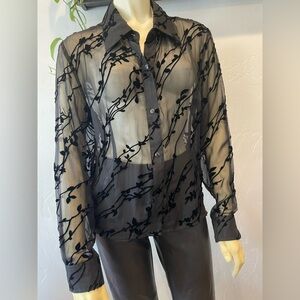 Women’s Y2K express Il velvet burnout button up blouse size M